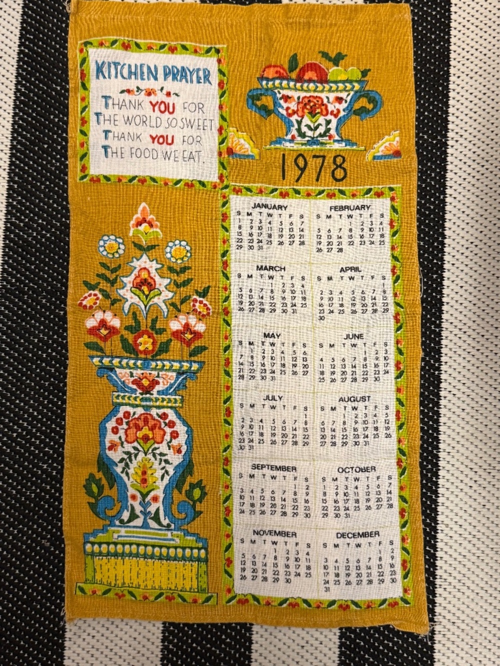 Linen kitchen calendar